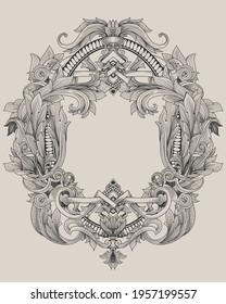 vintage baroque frame with flora ornament
