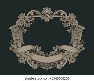vintage baroque frame with flora ornament
