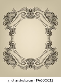 vintage baroque frame with flora ornament
