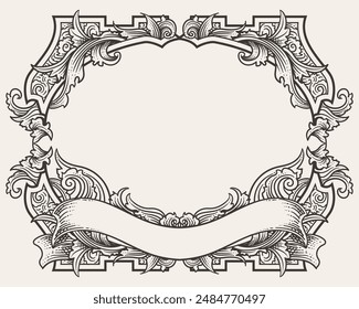 vintage baroque frame with flora ornament