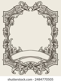 vintage baroque frame with flora ornament