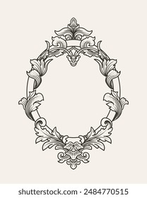 vintage baroque frame with flora ornament
