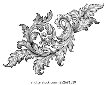 Vintage Victorian frame border monogram floral ornament. Engraved retro  flower decorative design. Beautiful botanical decorative element for  wedding invitation, logo. Vector design Stock Vector