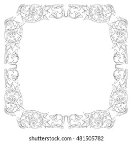 Vintage baroque frame ornament. Retro pattern antique style acanthus. Decorative design element filigree calligraphy vector. Cut laser template. Cut laser template.