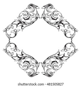 Vintage baroque frame ornament. Retro pattern antique style acanthus. Decorative design element filigree calligraphy vector.