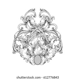 Vintage baroque frame scroll