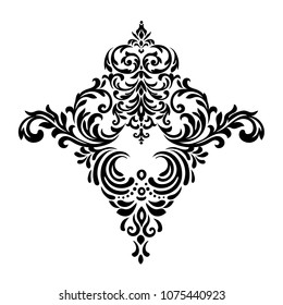 vintage baroque frame scroll corner ornament engraving border floral retro pattern antique style acanthus foliage swirl decorative design element filigree calligraphy - stock vector