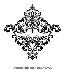 vintage baroque frame scroll corner ornament engraving border floral retro pattern antique style acanthus foliage swirl decorative design element filigree calligraphy - stock vector