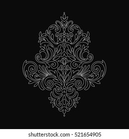 vintage baroque frame scroll corner ornament engraving border floral retro pattern antique style acanthus foliage swirl decorative design element filigree calligraphy - stock vector
