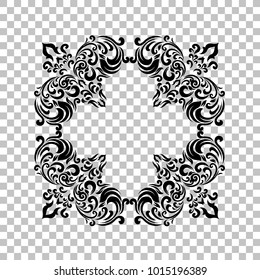 Vintage baroque frame scroll ornament engraving border floral retro pattern antique style acanthus foliage swirl decorative design element filigree calligraphy wedding .