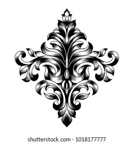 Vintage baroque frame scroll ornament engraving border floral retro pattern antique style acanthus foliage swirl decorative design element filigree calligraphy.