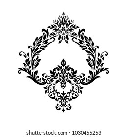 Vintage baroque frame scroll ornament engraving border floral retro pattern antique style acanthus foliage swirl decorative design element filigree calligraphy.