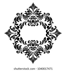 Vintage baroque frame scroll ornament engraving border floral retro pattern antique style acanthus foliage swirl decorative design element filigree calligraphy wedding - vector.