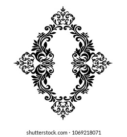 Vintage baroque frame scroll ornament engraving border floral retro pattern antique style acanthus foliage swirl decorative design element filigree calligraphy wedding - vector on a white background.
