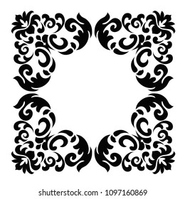 Vintage baroque frame scroll ornament engraving border floral retro pattern .