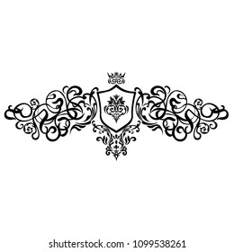 Vintage baroque frame scroll ornament engraving border floral retro pattern antique style acanthus foliage swirl decorative design element filigree calligraphy.