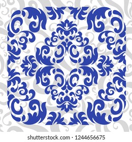 Vintage baroque frame scroll ornament engraving border floral retro pattern antique style acanthus foliage swirl decorative design element filigree calligraphy. 