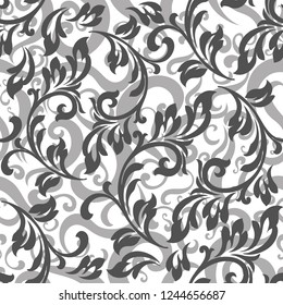 Vintage baroque frame scroll ornament engraving border floral retro pattern antique style acanthus foliage swirl decorative design element filigree calligraphy. 