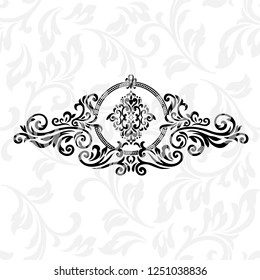 Vintage baroque frame scroll ornament engraving border floral retro pattern antique style acanthus foliage swirl decorative design element filigree calligraphy.