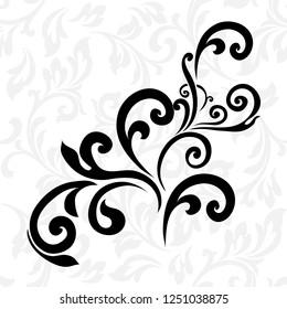 Vintage baroque frame scroll ornament engraving border floral retro pattern antique style acanthus foliage swirl decorative design element filigree calligraphy.