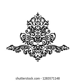 Vintage baroque frame scroll ornament engraving border floral retro pattern antique style acanthus foliage swirl decorative design element filigree calligraphy. 