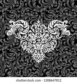 Vintage baroque frame scroll ornament engraving border floral retro pattern antique style acanthus foliage swirl decorative design element filigree calligraphy.