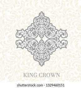 Vintage baroque frame scroll ornament engraving border floral retro pattern antique style acanthus foliage swirl decorative design element filigree calligraphy.