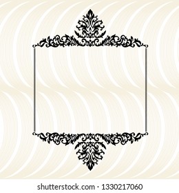 Vintage baroque frame scroll ornament engraving border floral retro pattern antique style acanthus foliage swirl decorative design element filigree calligraphy. 
