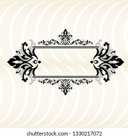 Vintage baroque frame scroll ornament engraving border floral retro pattern antique style acanthus foliage swirl decorative design element filigree calligraphy. 