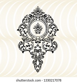 Vintage baroque frame scroll ornament engraving border floral retro pattern antique style acanthus foliage swirl decorative design element filigree calligraphy. 