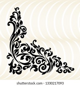 Vintage baroque frame scroll ornament engraving border floral retro pattern antique style acanthus foliage swirl decorative design element filigree calligraphy. 