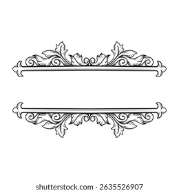 Vintage baroque frame scroll ornament engraving border floral retro pattern antique style acanthus foliage swirl decorative design element filigree calligraphy vector