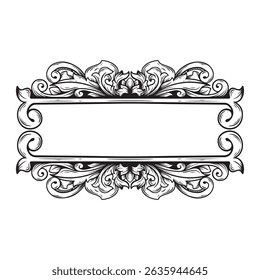 Vintage baroque frame scroll ornament engraving border floral retro pattern antique style acanthus foliage swirl decorative design element filigree calligraphy vector