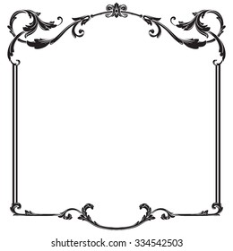 Vintage baroque frame scroll ornament engraving border floral retro pattern antique style acanthus foliage swirl decorative design element filigree calligraphy vector | damask - stock vector