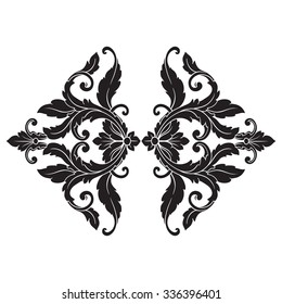 Vintage baroque frame scroll ornament engraving border floral retro pattern antique style acanthus foliage swirl decorative design element filigree calligraphy vector | damask - stock vector
