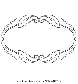 Vintage baroque frame scroll ornament engraving border floral retro pattern antique style acanthus foliage swirl decorative design element filigree calligraphy vector | damask - stock vector