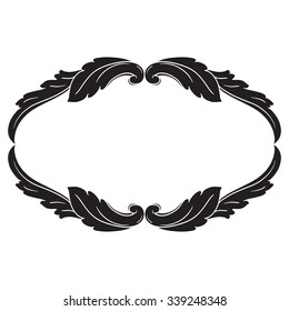 Vintage baroque frame scroll ornament engraving border floral retro pattern antique style acanthus foliage swirl decorative design element filigree calligraphy vector | damask - stock vector