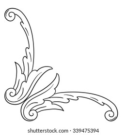 Vintage baroque frame scroll ornament engraving border floral retro pattern antique style acanthus foliage swirl decorative design element filigree calligraphy vector | damask - stock vector