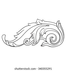 Vintage baroque frame scroll ornament engraving border floral retro pattern antique style acanthus foliage swirl decorative design element filigree calligraphy vector | damask - stock vector