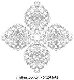 Vintage baroque frame scroll ornament engraving border floral retro pattern antique style acanthus foliage swirl decorative design element filigree calligraphy vector | damask - stock vector