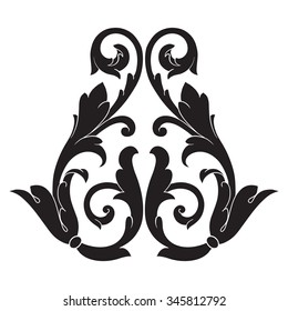 Vintage baroque frame scroll ornament engraving border floral retro pattern antique style acanthus foliage swirl decorative design element filigree calligraphy vector