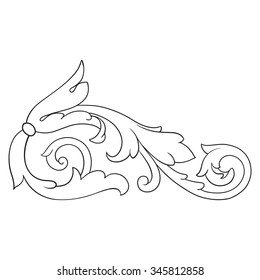 Vintage baroque frame scroll ornament engraving border floral retro pattern antique style acanthus foliage swirl decorative design element filigree calligraphy vector