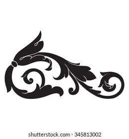 Vintage baroque frame scroll ornament engraving border floral retro pattern antique style acanthus foliage swirl decorative design element filigree calligraphy vector