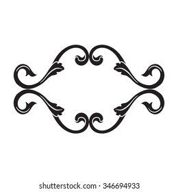 Vintage baroque frame scroll ornament engraving border floral retro pattern antique style acanthus foliage swirl decorative design element filigree calligraphy vector | damask - stock vector