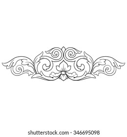 Vintage baroque frame scroll ornament engraving border floral retro pattern antique style acanthus foliage swirl decorative design element filigree calligraphy vector | damask - stock vector