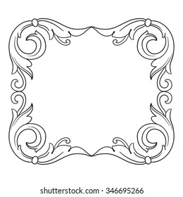 Vintage Baroque Frame Scroll Ornament Engraving Stock Vector (Royalty ...