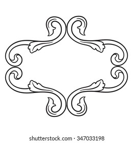 Vintage baroque frame scroll ornament engraving border floral retro pattern antique style acanthus foliage swirl decorative design element filigree calligraphy vector | damask - stock vector