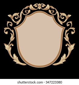 Vintage baroque frame scroll ornament engraving border floral retro pattern antique style acanthus foliage swirl decorative design element filigree calligraphy vector | damask - stock vector