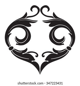 Vintage baroque frame scroll ornament engraving border floral retro pattern antique style acanthus foliage swirl decorative design element filigree calligraphy vector | damask - stock vector