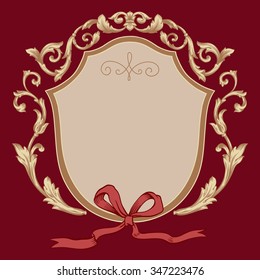 Vintage baroque frame scroll ornament engraving border floral retro pattern antique style acanthus foliage swirl decorative design element filigree calligraphy vector | damask - stock vector